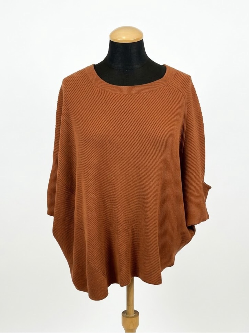 By Anthropologie Vanessa Knit Poncho Sweater Brown Asymmetrical Minimalist XS